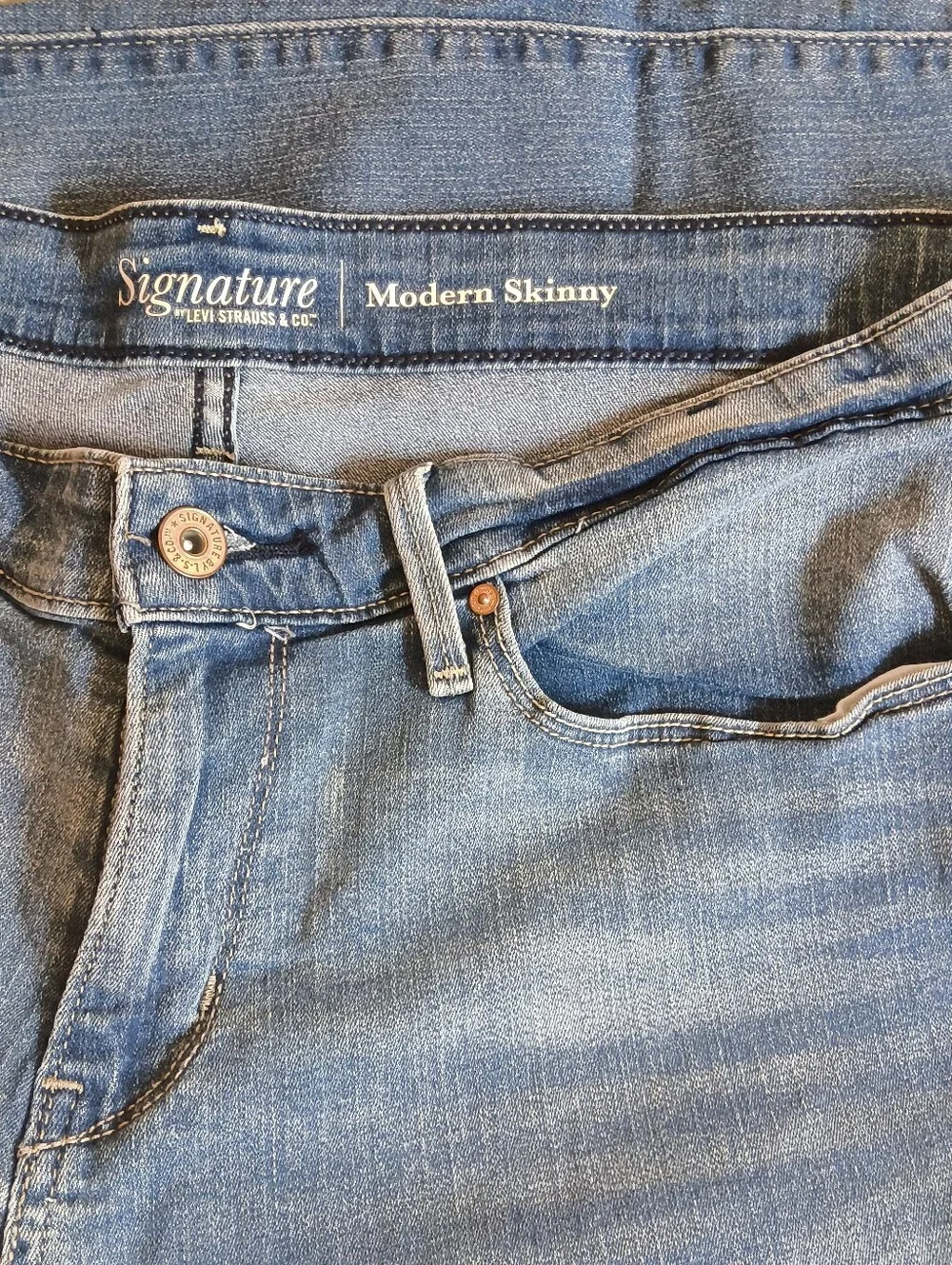 Signature Levi Strauss 16 Modern Skinny Jeans Womens Medium Wash Stretch Denim